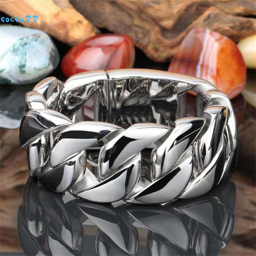 Socsu Link Chain Ring สีเงินของขวัญแต่งงานสําหรับผู้หญิงผู้ชายสแตนเลส