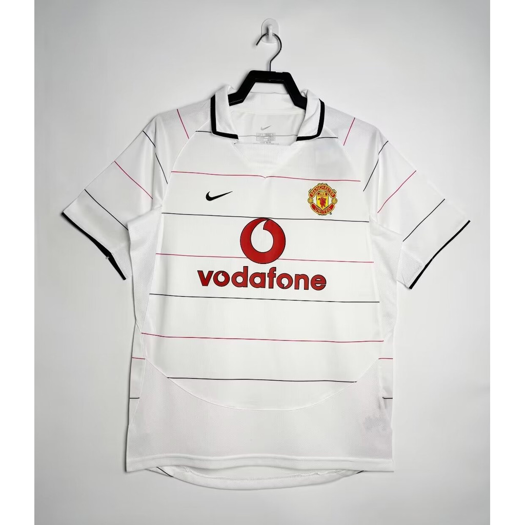 2003-05 แมนเชสเตอร์ยูไนเต็ดเยือนย้อนยุคฟุตบอลเสื้อกีฬาด้านบนเสื้อยืดแขนสั้น