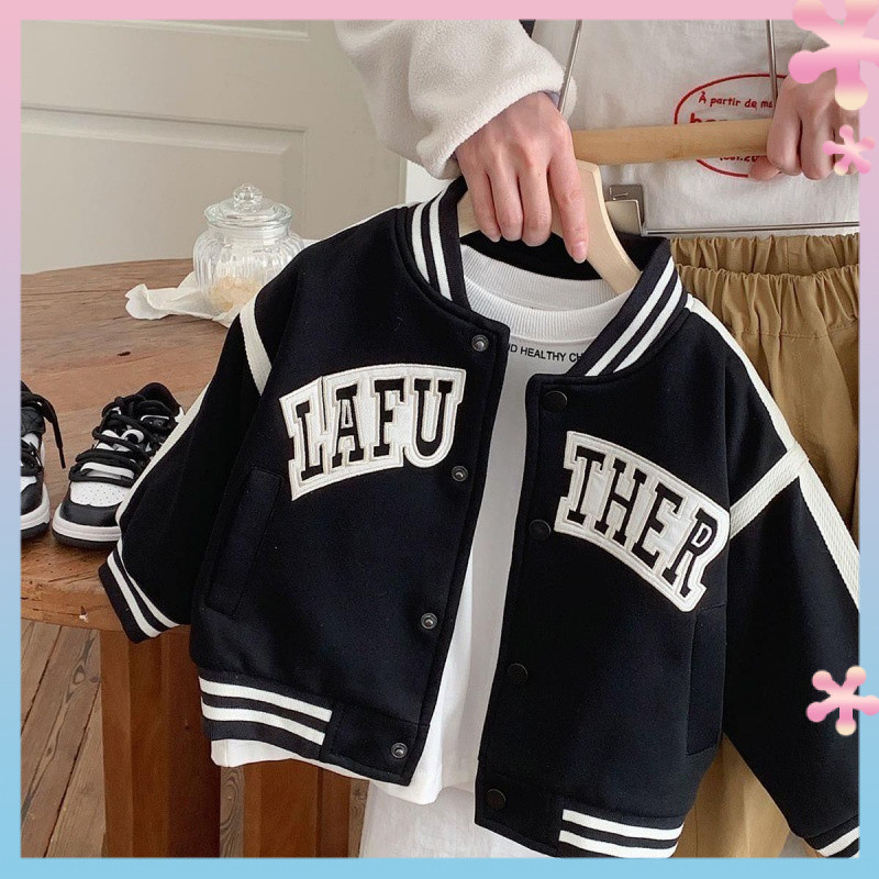 Boys' Baseball Jacket Coat Spring and Autumn2024New Children Children's Spring Double Layer Baby Jacket Korean Style
