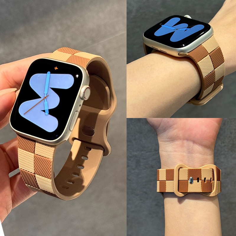 สายซิลิโคนสปอร์ต สำหรับ Apple Watch Series 11 10 9 8 7 6 5 4 3 SE Ultra 2 3 ขนาด 38 40 41 42 44 45 46 49 มม. อุปกรณ์นาฬิกา