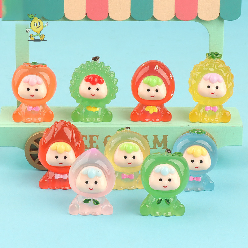 [mozh] 1pcs Luminous Mini Fruit Doll Figures Glow In Dark ผลไม้ขนาดเล็กสําหรับ Micro Landscape Miniatures Garden Decor [TH]