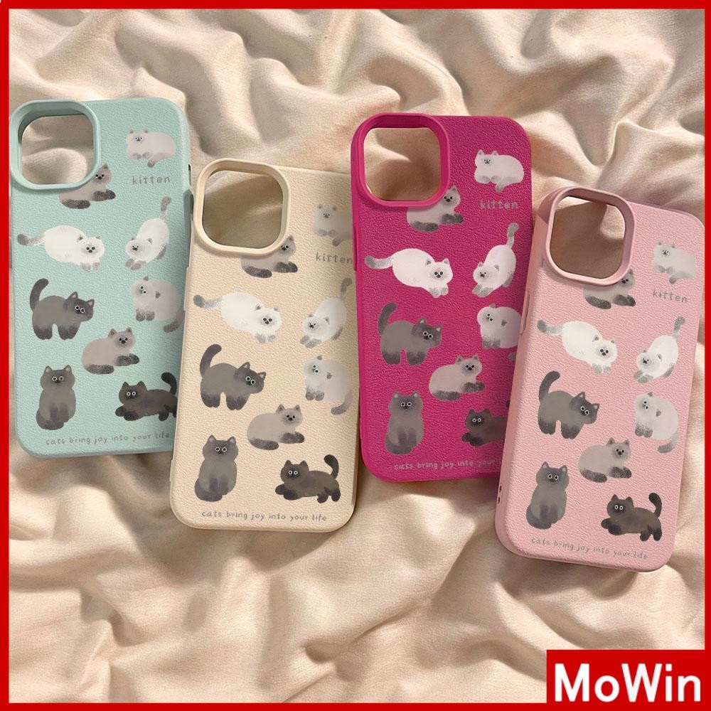 Movin - เคส iPhone 16 Pro Max iPhone 11 เคสหนังเนื้อนิ่มสีแคนดี้ TPU แมวสีสันสดใสน่ารัก Compatible With iPhone15 Pro max 14 13 12 Pro max XS XR 7 Plus 8 Plus