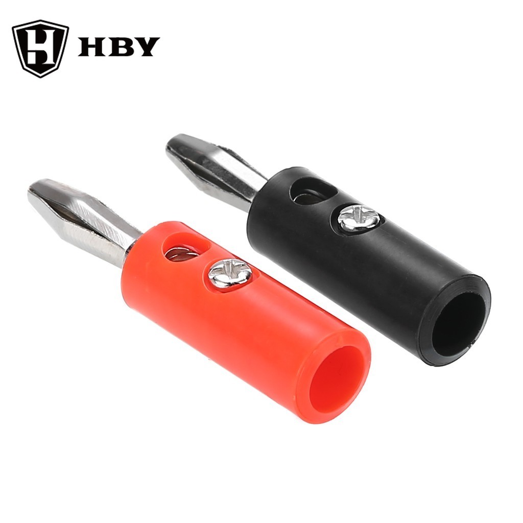 5 คู่ Banana Plug 4 มม. สายสัญญาณเสียงสกรูประเภท Connector สีแดง + สีดํา