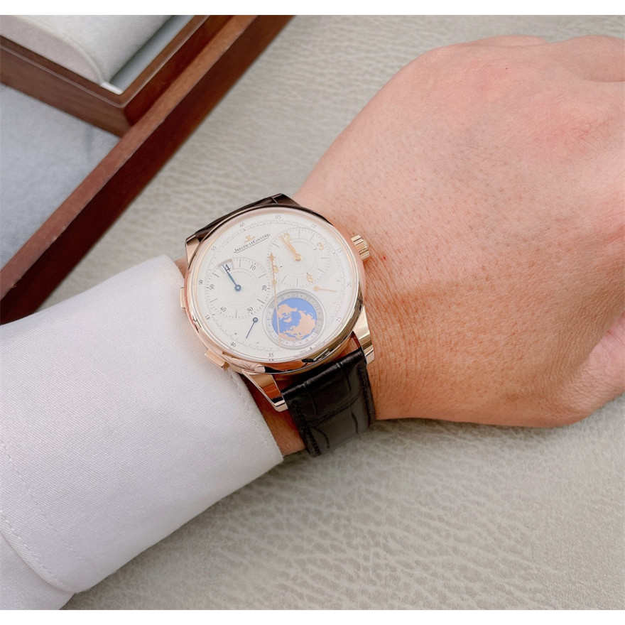 Jaeger-lecoultre Jaeger-LeCoultre Globe 18K Rose Gold Manual Mechanical Watchผู้ชายใหม่6062520