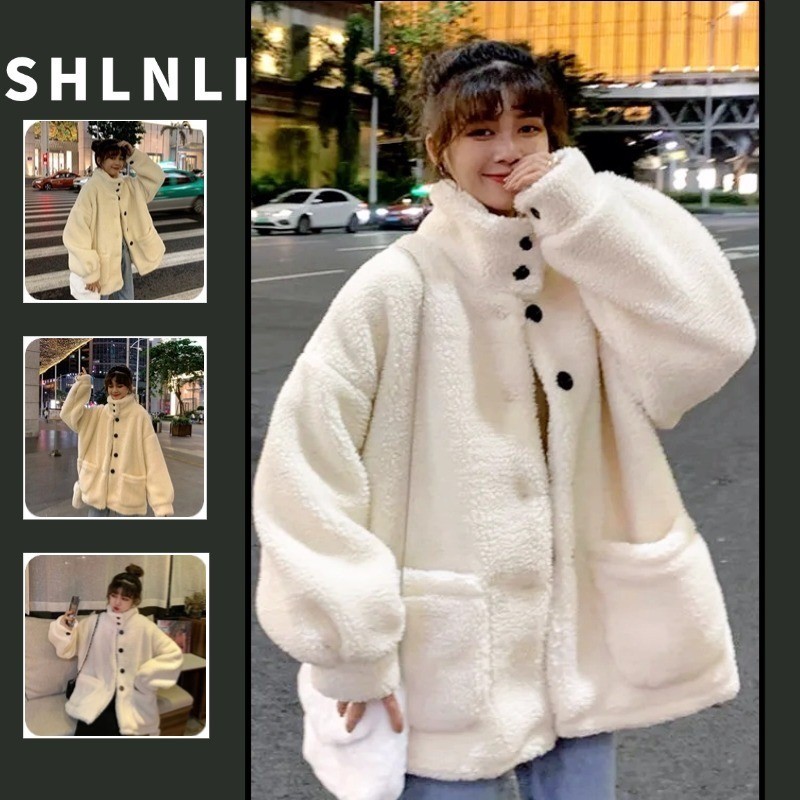 ฤดูใบไม้ร่วงฤดูหนาวสีทึบเรียบง่ายฤดูหนาวเสื้อผู้หญิงทุกการแข่งขันอบอุ่นแขนยาวตุ๊กตาด้านบน