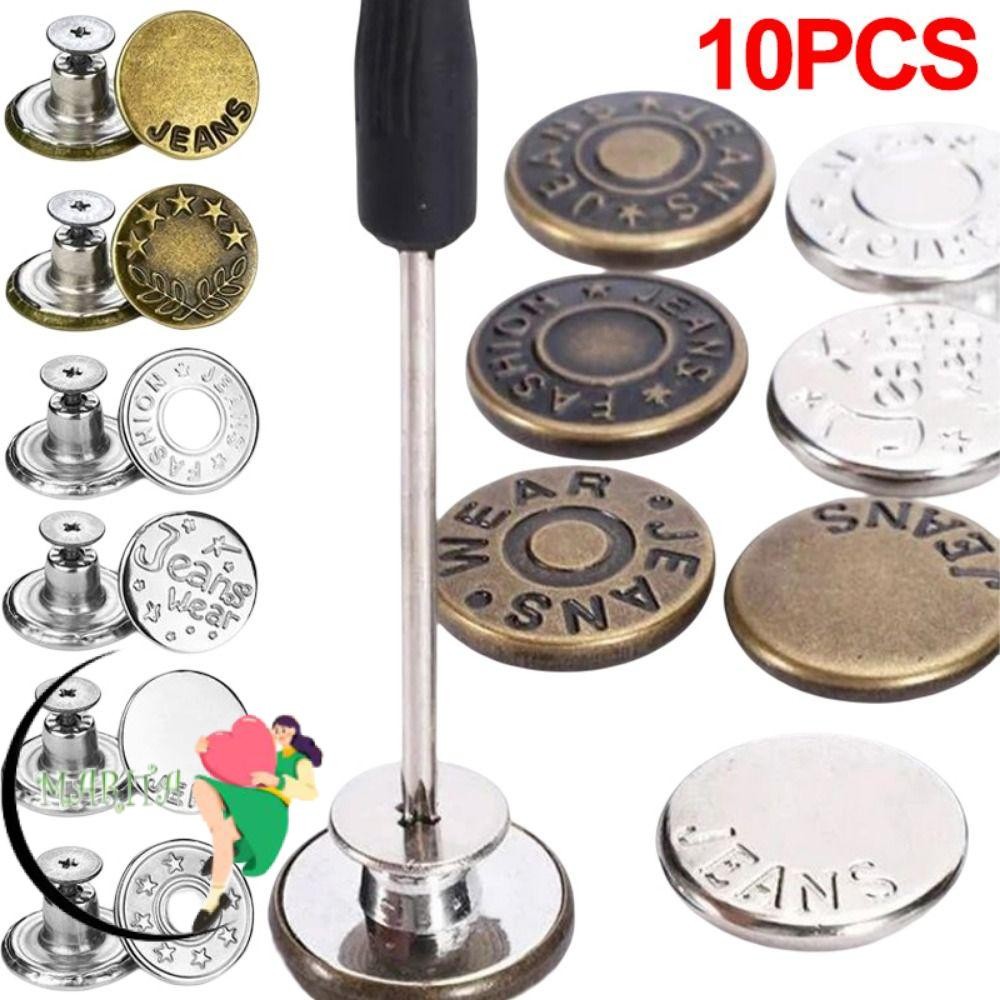 Marita 10 ชิ้น/แพ็คกางเกงยีนส์ปุ่ม,อุปกรณ์เย็บผ้าด้วยไขควงเอว Extender ปุ่ม, ปรับเล็บฟรี 17 มม.เสื้อผ้ากางเกงเอวหัวเข็มขัดกางเกงยีนส์