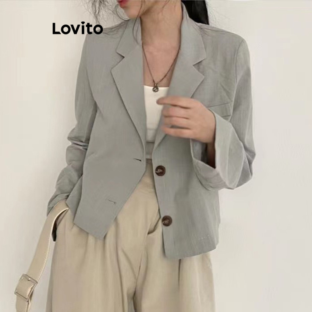 Lovito เสื้อเบลเซอร์ปุ่มธรรมดาสำหรับผู้หญิง LNA75470