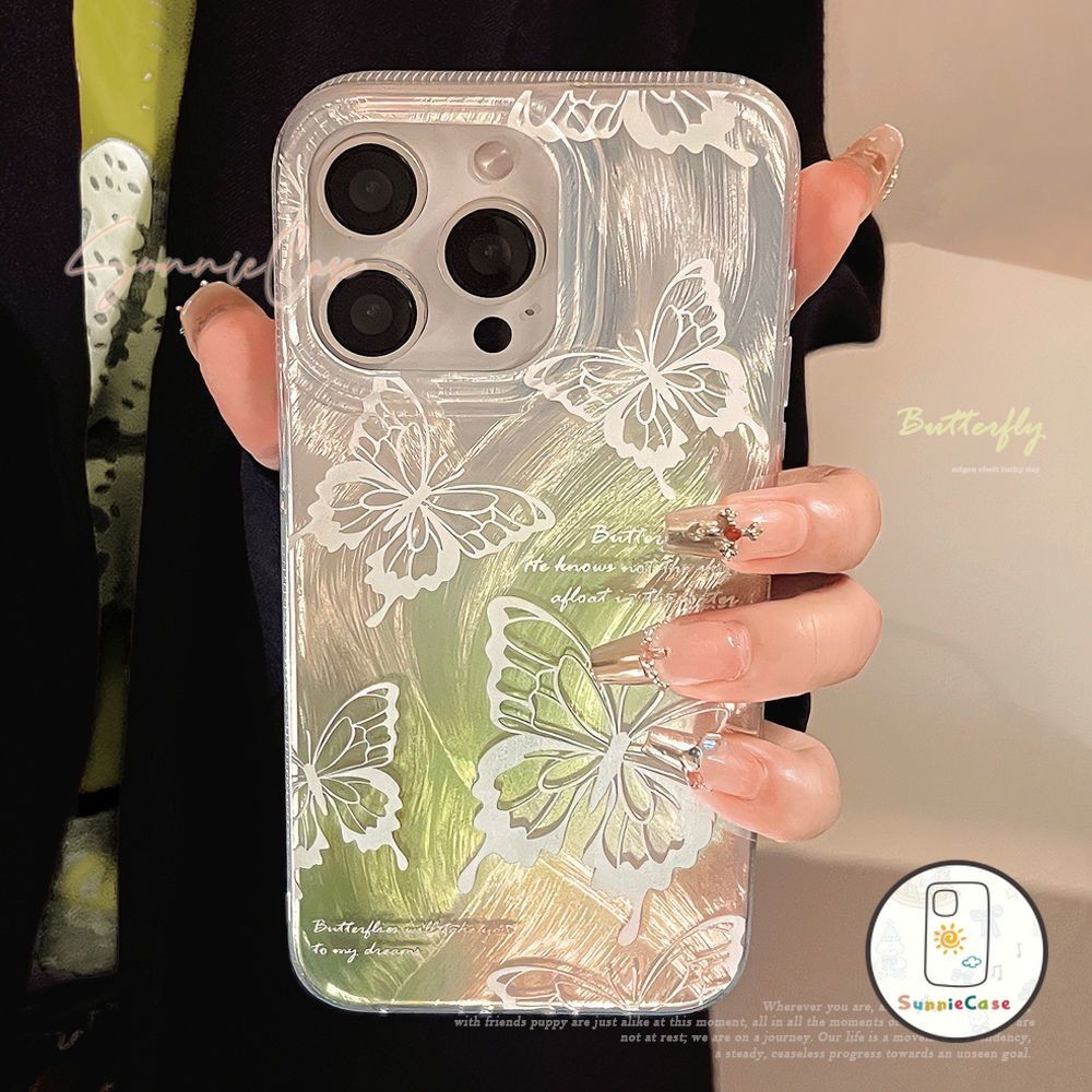 Samsung A50 A03 A11A05 A15 A53 A32 A21s A12 A20 A23 A33 A34 A13 A04s A05s A14 A25 A51ผีเสื้อสีเขียว ผีเสื้อกลวง เคส