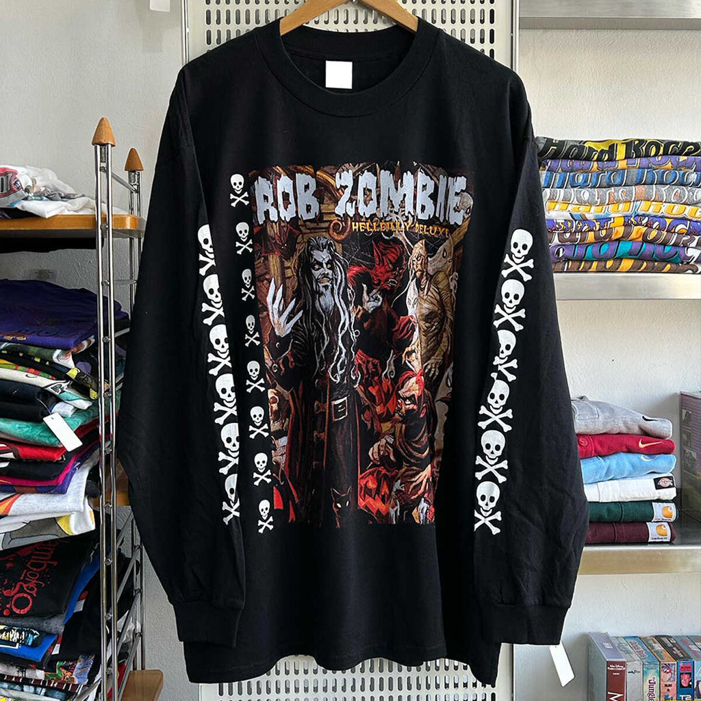 Rob ZOMBIE HELLBILLY DELUXE ROB ZOMBIE Hell Dog Pure Cotton พิมพ์เสื้อยืดแขนยาว