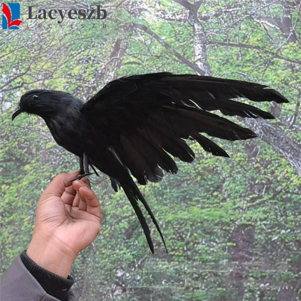 Lacyeszb อีกาปลอมตกแต่งทนทาน Bird Deter Miniatures สําหรับบ้านสวนการล่าสัตว์ Decoy Crow รูปปั้น
