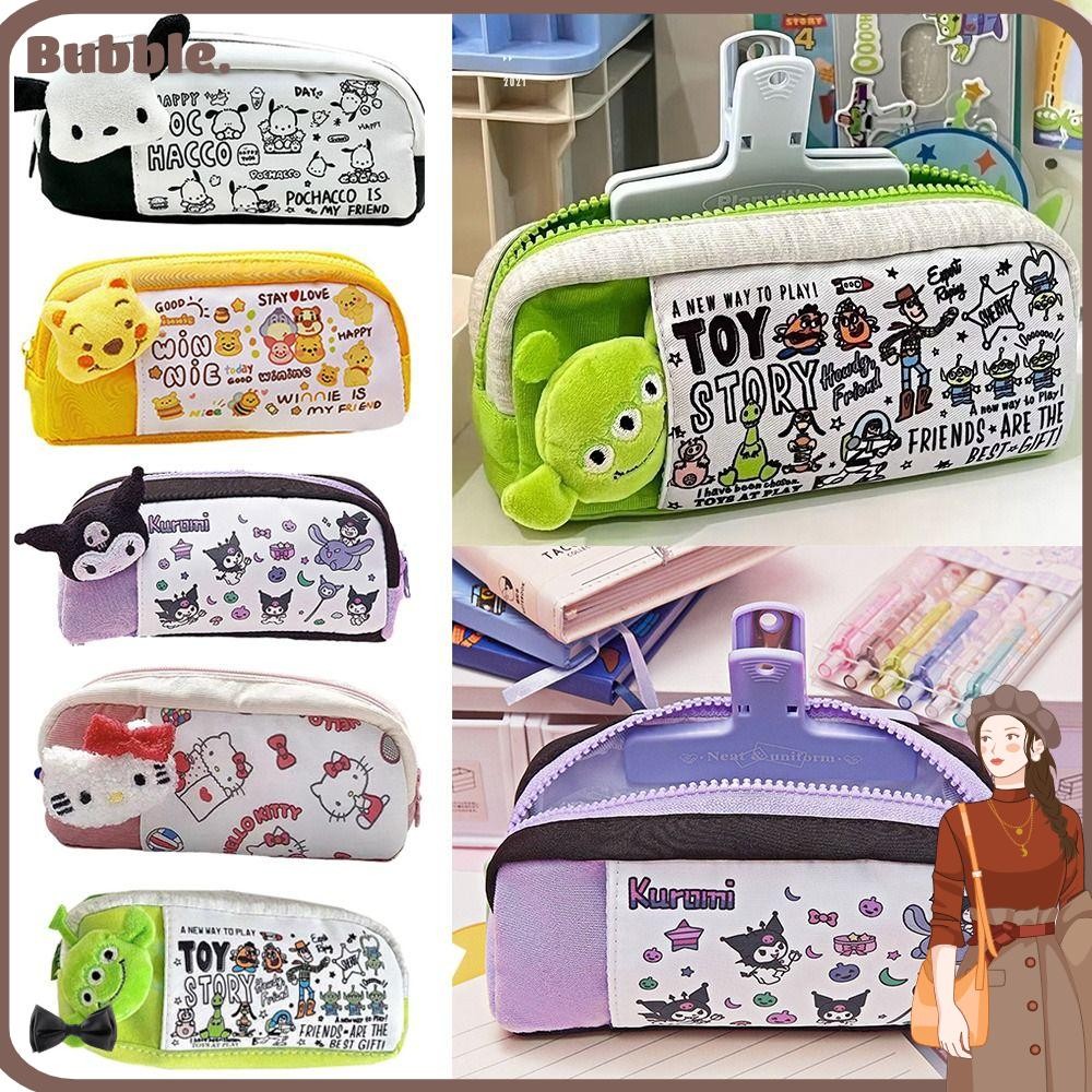 กระเป๋าใส่ปากกา BUBBLE, Anime Sanrio กล่องดินสอความจุขนาดใหญ่, กระเป๋าเครื่องเขียน Kuromi/Pochacco/Kitty/Alien