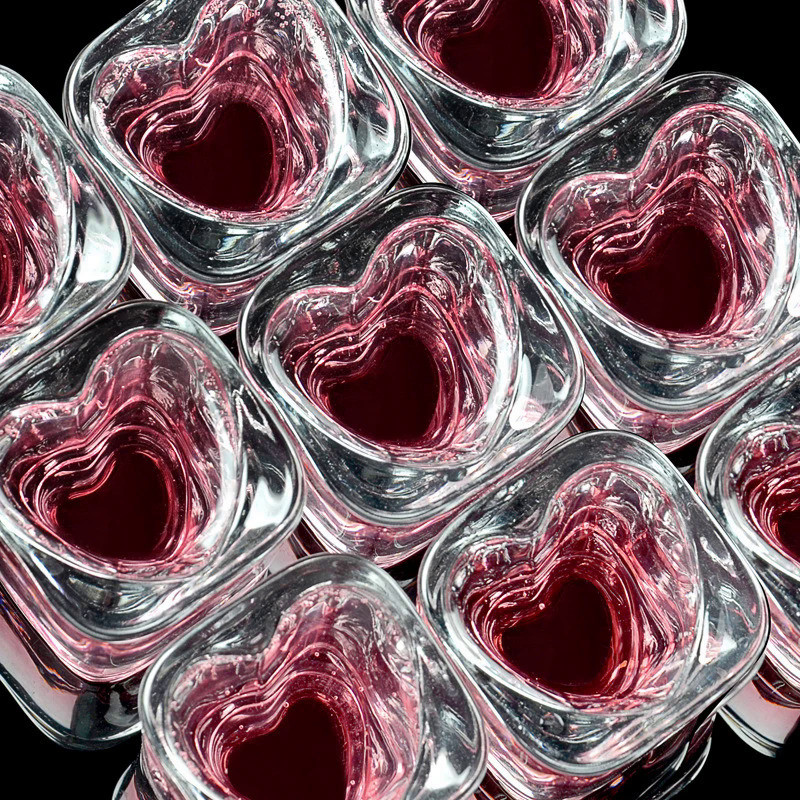 Heart Love Shaped Glass Cup Thickened Love Cup Liquor Mug Cup Whiskey Cup Cocktails Wine Mug Heat Re