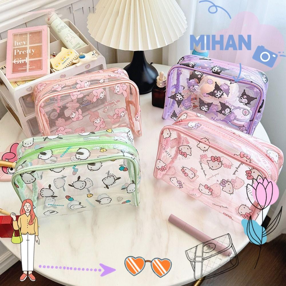 Mh Travel Storage Bag, Cartoon Kawaii Sanrio Makeup Bag, Portable Transparent Hello Kitty Kuromi Girls Cosmetic Bag