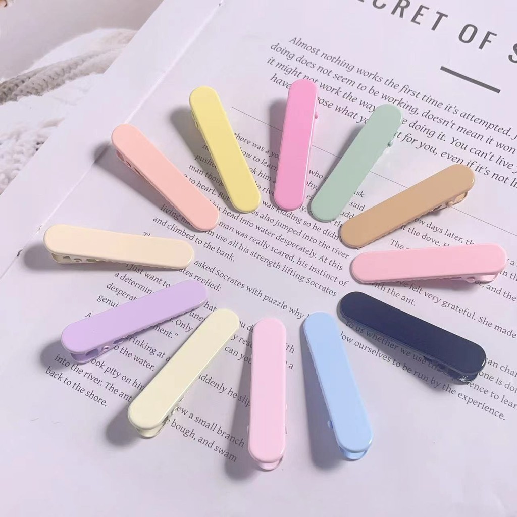 [100 รายการพร้อมสต็อก] ทําเองแฮนด์เมดรูปไข่กิ๊บลูกอมกิ๊บสีอุปกรณ์ผมเรียบด้าน ใบเรียกเก็บเงินเป็ด คลิปอุปกรณ์เสริม