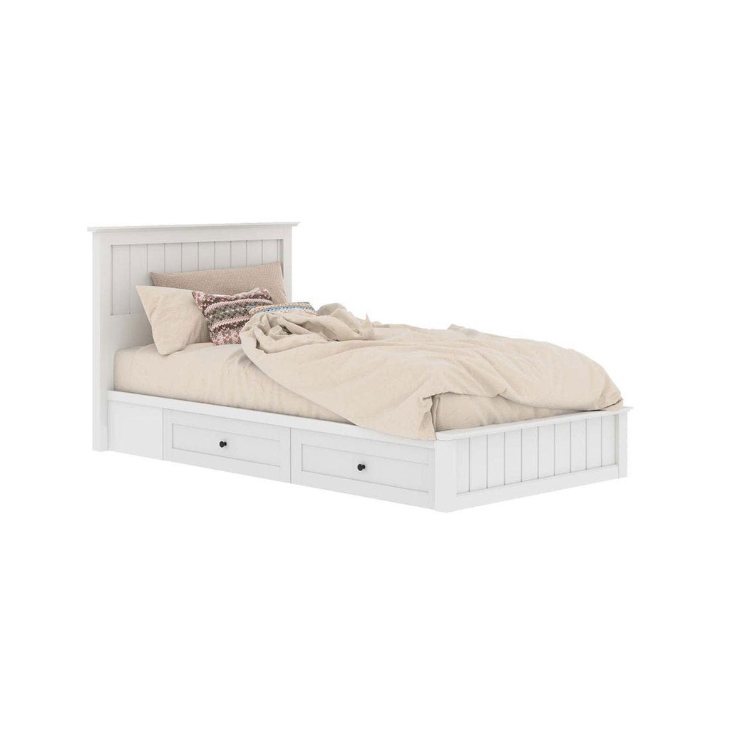 Koncept Furniture เตียง 3.5 ฟุต รุ่น Moneta สีขาว (124x213x103 ซม.) แบรนด์ KONCEPT FURNITURE
