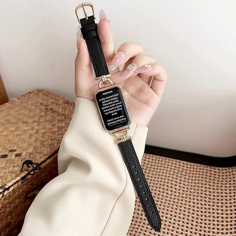 For Samsung Galaxy Fit 3 Metal+Leather Strap for Samsung fit 3 Smart Watch Accessories Wristband for