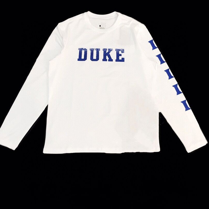 Ncaa Duke University DUCK Player Edition ยิงเครื่องแบบกีฬาผู้ชายบาสเกตบอลเสื้อยืดแขนยาวลําลอง