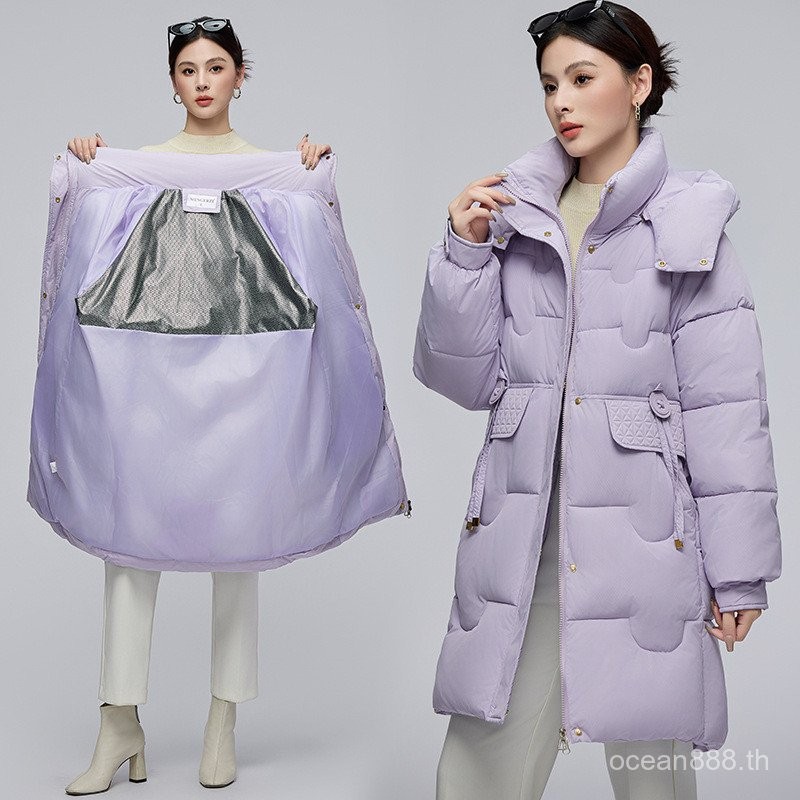 ลงแจ็คเก็ตผ้าฝ้ายเบาะสำหรับผู้หญิง2024ฤดูหนาวใหม่ผ้าฝ้ายเสื้อกลางความยาวแฟชั่นทุกการแข่งขันหนาหลวมลดน้ำหนักฤดูหนาวเสื้อผ้าเสื้อ qxhi