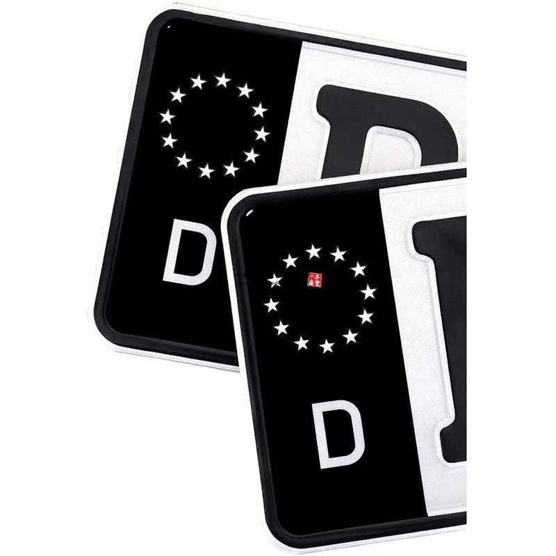 2 x Number Plate Black Sticker D E GB NL PL DK CZ SK EU Field Film Black Car Trailer Caravan Bus Fit
