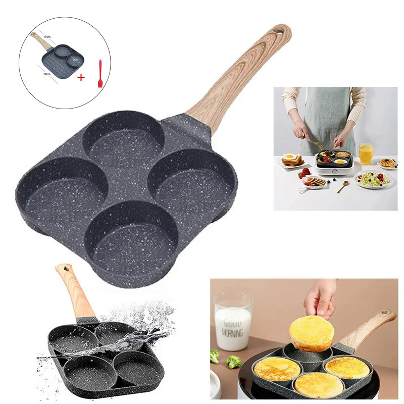 Fried Egg Pan Omelets 4Cups Egg Poacher Grill Pan Nonstick Mini Pancake Pan Burger Maker for Breakfa