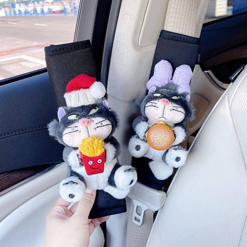 Cat Four Seasons Universal Burger Luxi French Fries Doll Ice Silk Shoulder Sleeve Cute Car Bow Decoration Car interior decoration