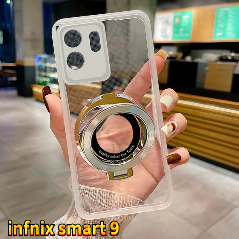 ปลอกสําหรับ Infinix Smart 9 Smart9 4G 5G 2024 โปร่งใสแหวนผู้ถือแม่เหล็กสําหรับ Star สําหรับ infnixSmart9 Soft Slim กลับกรณี