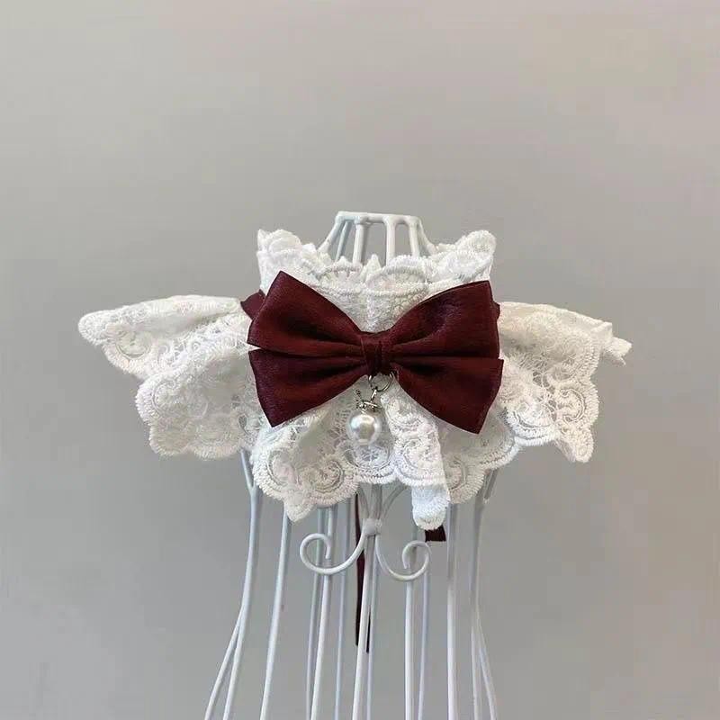 COD😻ผ้าพันคอแมว ผูกโบว์ พิมพ์ลายลูกไม้ ปลอกคอสัตว์เลี้ยง เอี๊ยม ประดับโบว์ - รูปที่ 5