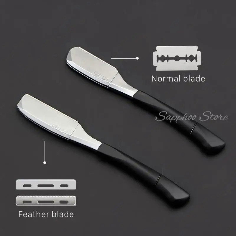 Men Silicone Handle Feather Non-foldable Razor Stainless Steel Barber Manual Shaving Razor Men's Fea