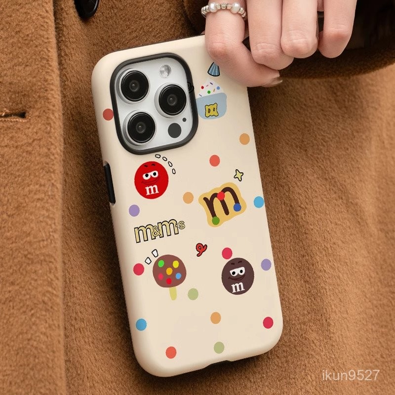 สีลายจุด M Bean เข้ากันได้กับ iphone16/15Promax/14 2-in-1เคสมือถือ12Promax/11Pro สองชั้น13PROMAX เปลือกแข็ง xsmax 7plus
