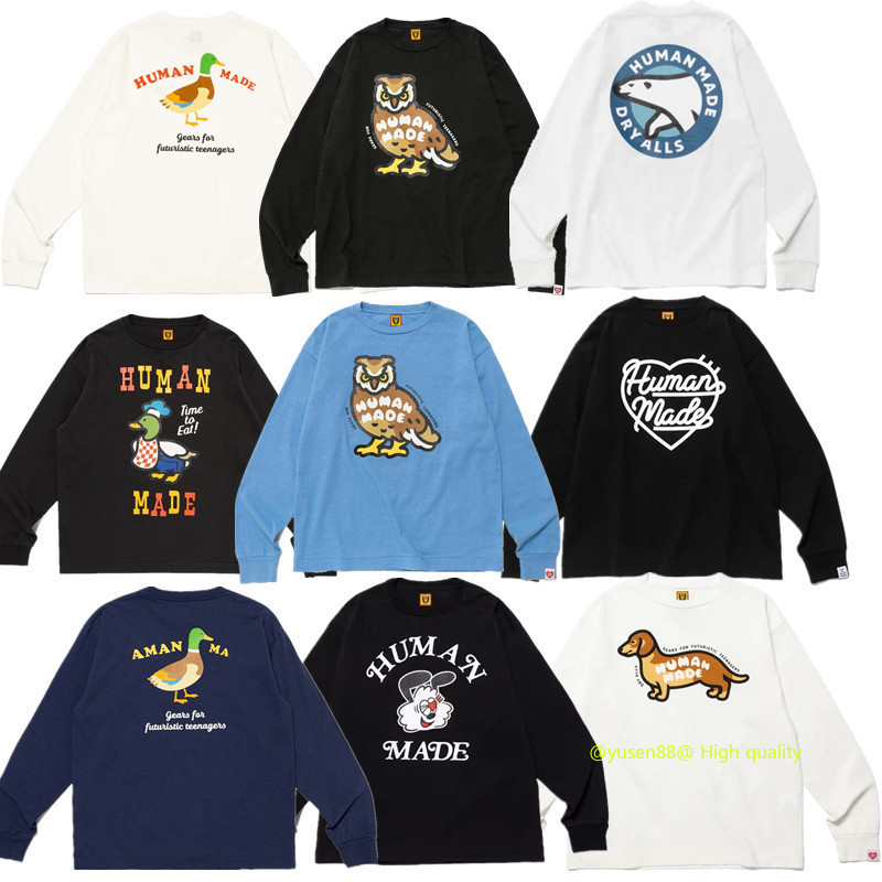 *** Hot ** HUM ** Retro Puppy Racing Love Duck Tiger เสื้อยืดแขนยาวคู่ฤดูใบไม้ร่วงฤดูหนาว Top