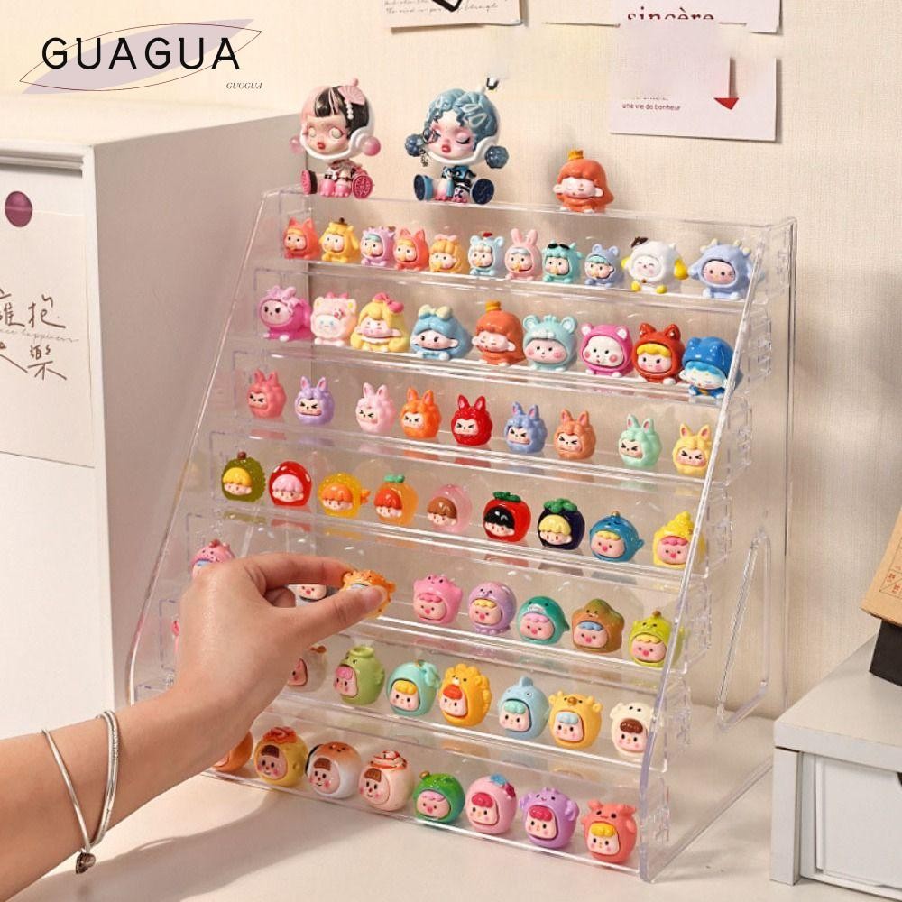 Guogua Pop Bean ขาตั้งจอแสดงผล,บันได Rack Multi-layer Product Display Rack Mini ตุ๊กตากล่องเก็บ,ขนาดใหญ่ความจุ Storage Display Rack โปร่งใส Pop Mart ตัวเลขจอแสดงผล
