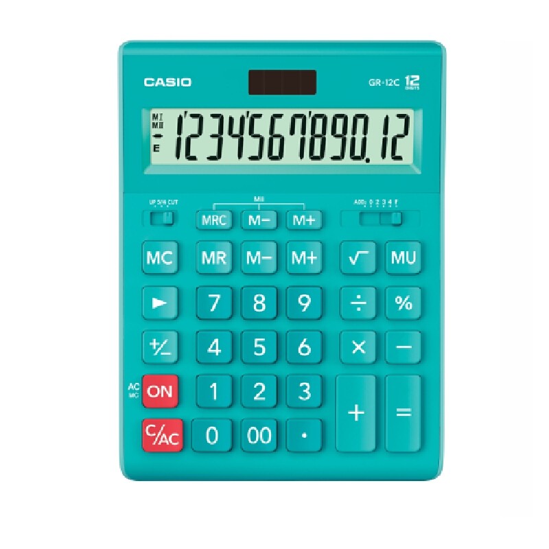 CASIO เครื่องคิดเลข รุ่น GR-12C-LB สีฟ้าอ่อน