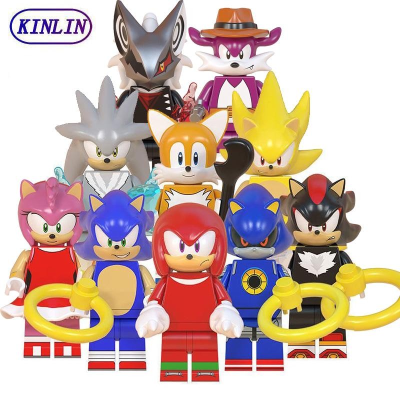 Sonic Figures Building Block ของเล่นหาง Amy Knuckles Shadow อะนิเมะ Mini Building Block