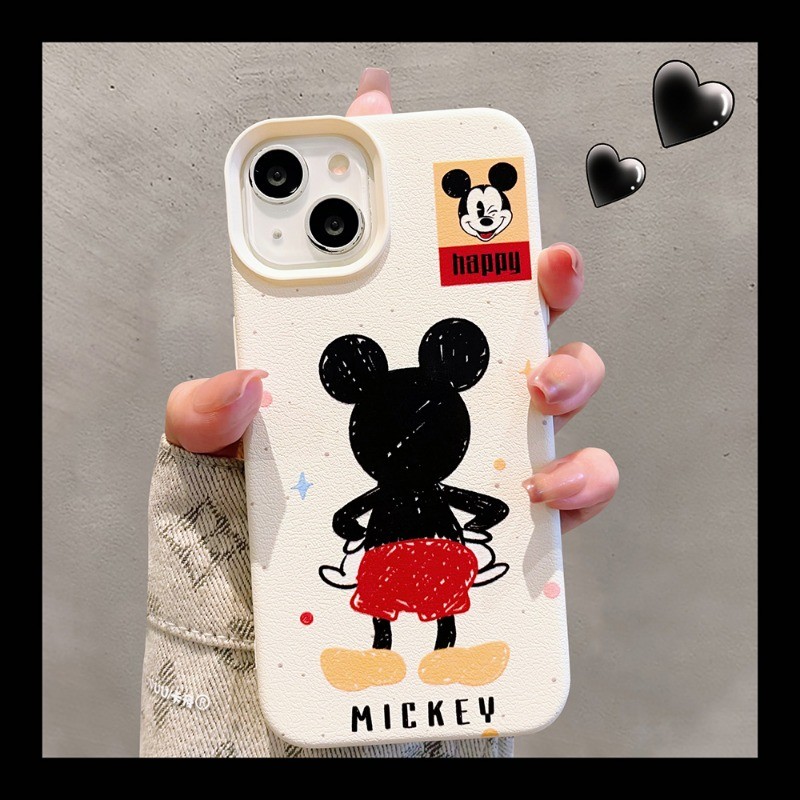 มิกกี้เมาส์ เคสไอโฟน for iPhone 16 15 13 11 Pro Max 11 12 14 Pro Max XR XS Max เคสโทรศัพท์มือถือลายหนังป้องกันการตก