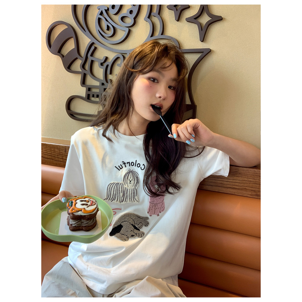 (จัดส่งตลอด 24 ชั่วโมง）Angel Official เสื้อยืดโอเวอร์ไซส์ Oversize ดอ ใส่สบายๆ ชีฟอง ไซส์ใหญ่ แฟชั่น