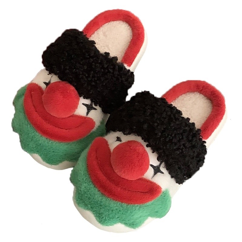 Xitiao สนุกตัวตลกรองเท้าแตะผ้าฝ้ายผู้ชายผู้หญิงตกแต่งบ้านขนแกะ Warm Anti-slip หนา soled Furry Coup - รูปที่ 3