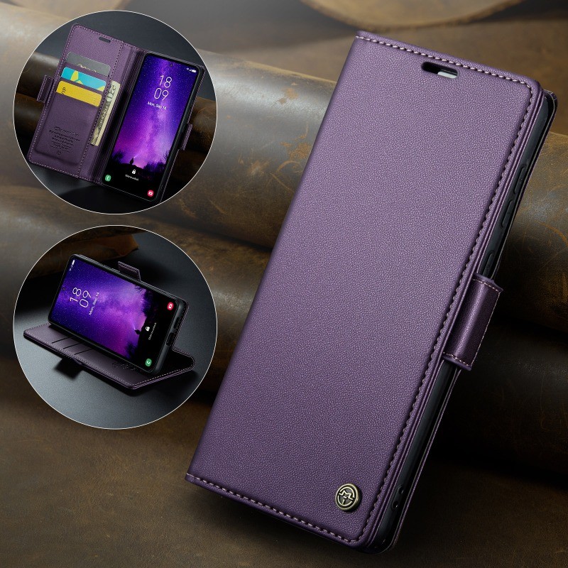 สีทึบกันกระแทกเคสโทรศัพท์สําหรับ Samsung Galaxy S24 S23 Plus Ultra FE SamsungS24 Flip Leather Soft Casing Bracket ฝาหลัง