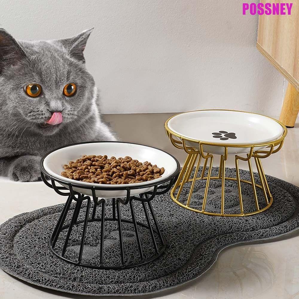 Possney ชามอาหารแมว Anti-cervical Spondylosis สูง Cat Feeder เครื่องดื่มสําหรับสุนัขแมวขนมขบเคี้ยวจานกระป๋อง Elevated Pet Feeder ชาม