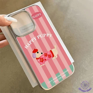 การ์ตูนน่ารักสีสันสดใสลูกสุนัขลายทางนุ่ม เคส IPhone 17 AIR 15 11 16 13 12 14 Pro Max XR 14 16 15 7 8 Plus X XS SE 2020