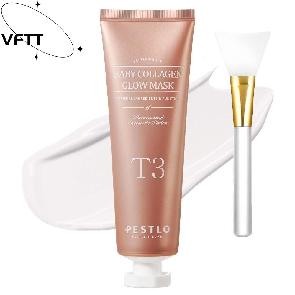 Vftt Baby Collagen Glow Cream, Collagen Glow with a Brush Collagen , Reallagen T-3 Vegan Elasticity Firmness Glow Skin Wrapping Peel Facial Pack