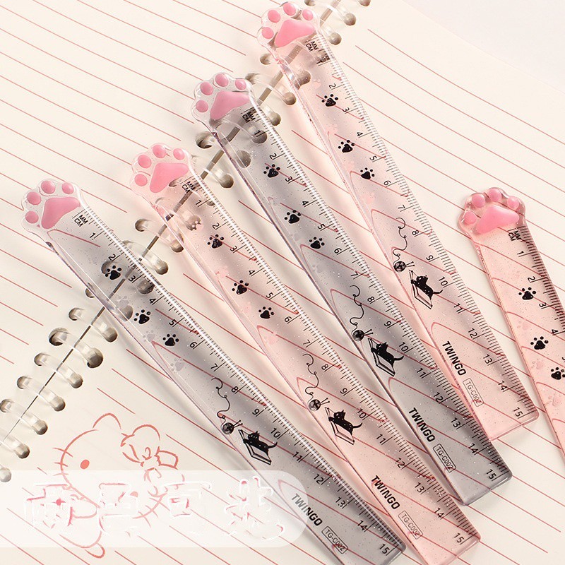 15เซนติเมตรน่ารักตีนไม้บรรทัดอะคริลิโปร่งใสนักเรียนพลาสติกตรงวัดไม้บรรทัด - รูปที่ 2