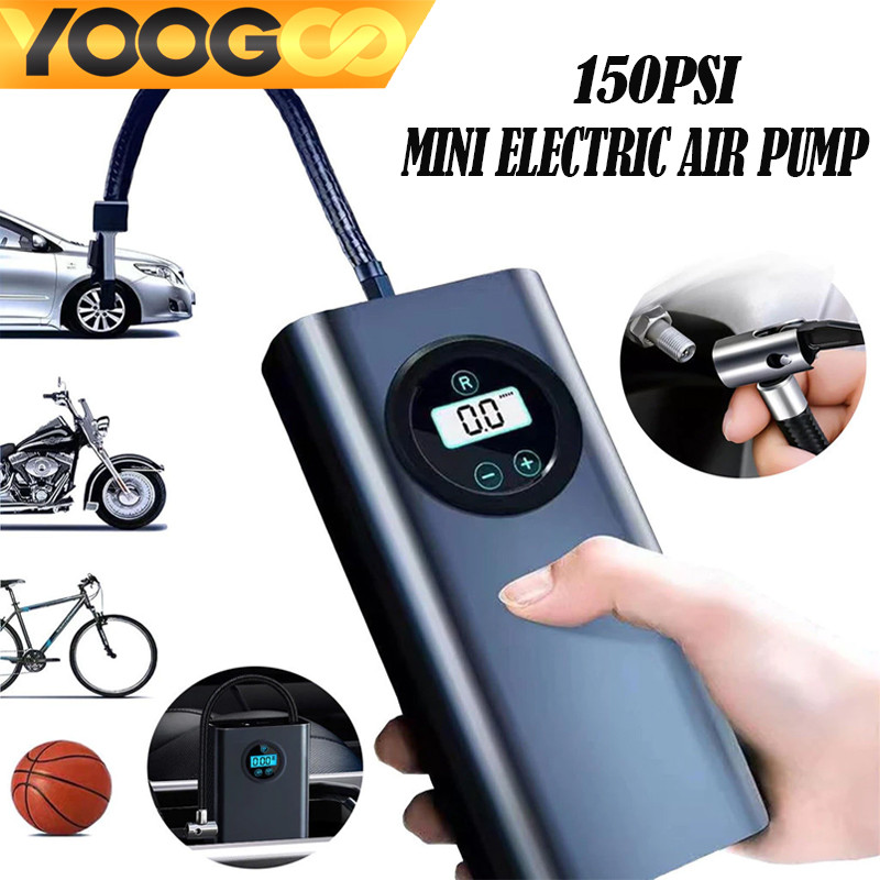 YOOGOO 150PSI ปั้มลมแบบพกพา ที่สูบลมรถยนต์ ปั้มลมไฟฟ้า เติมลมรถยนต์ ที่เติมลมยางรถ Mini Electric Air Pump ปั๊มลมไฟฟ้า