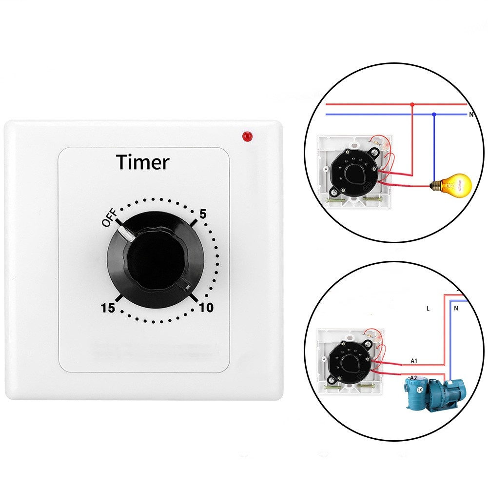 Electronic Countdown Controller Easy Installation LED Indicator 15A Timer Switch
