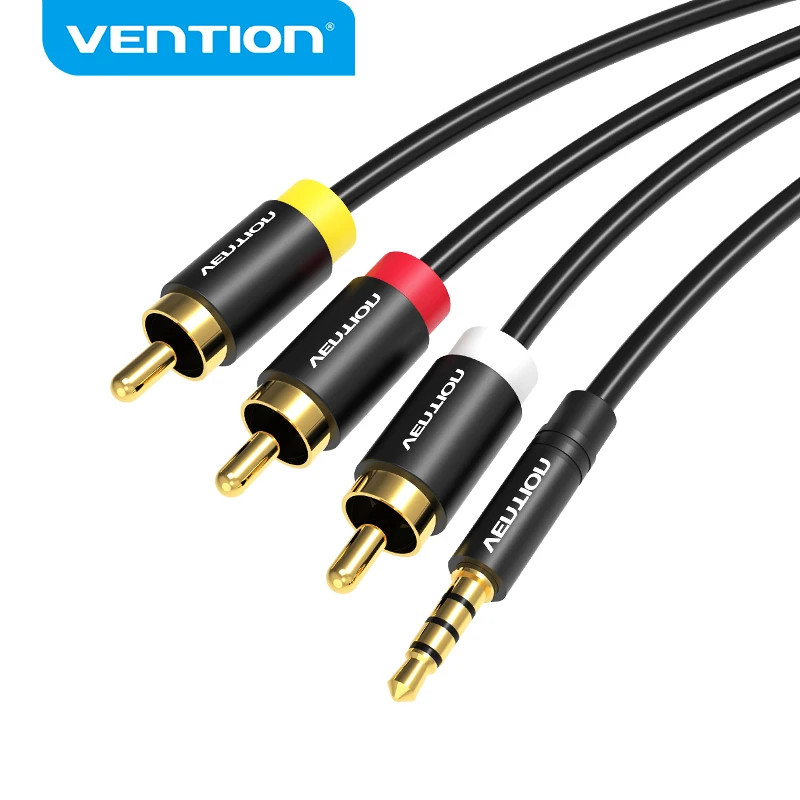 Vention แจ็ค 3.5 มม. ถึง 3RCA สาย 3.5 มม.แจ็คชาย 3 RCA ชาย Aux Audio Splitter สําหรับลําโพงทีวีกล่องสเตอริโอ Aux สาย