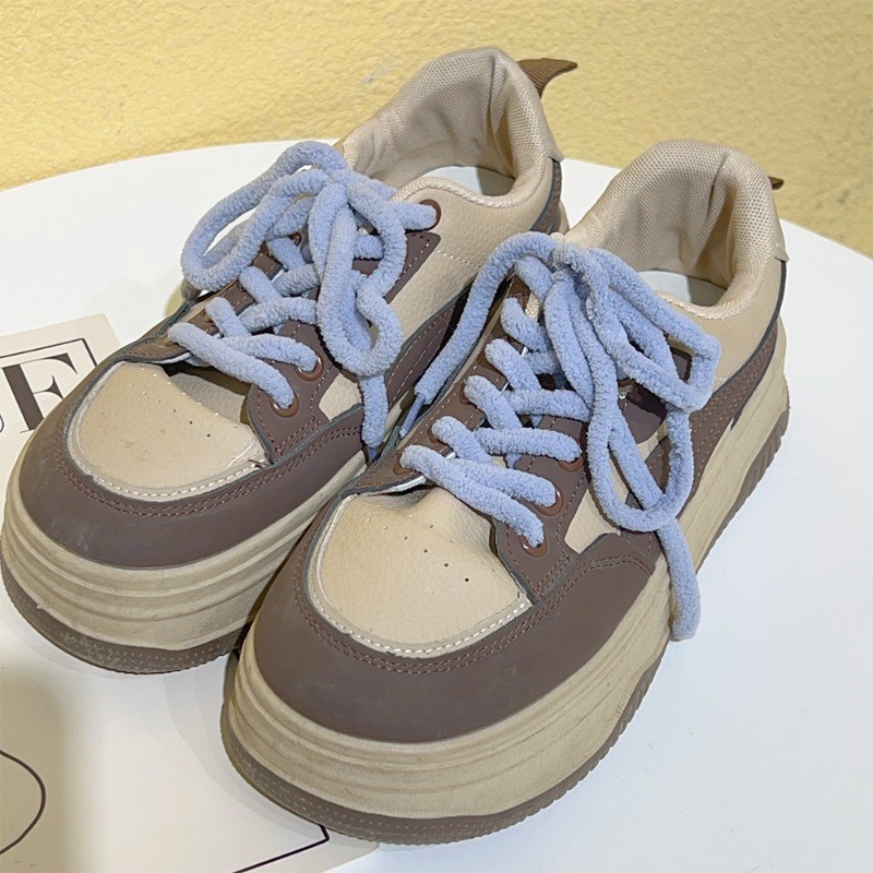 1 คู่แฟชั่นMulticolor 1.2M Plushรองเท้าผ้าใบเชือกผูกรองเท้า-อเนกประสงค์นุ่มHigh-top Casualผ้าใบรองเท้าแบนLaces