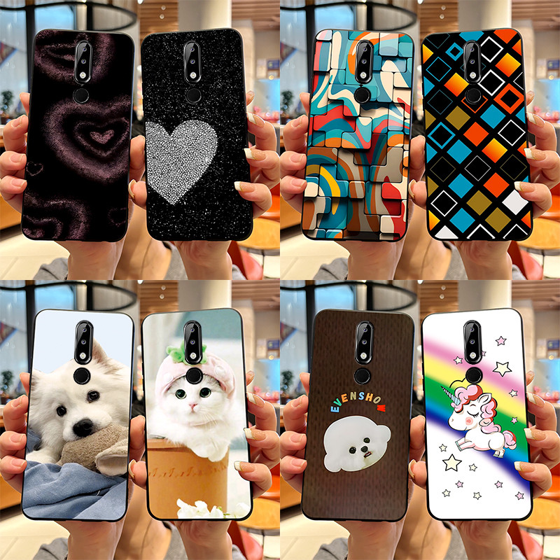 เคสโทรศัพท์สําหรับ Nokia 5.1 plus Soft TPU การ์ตูนหัวใจพิมพ์ซิลิโคนสีดํา Jelly ฝาครอบโทรศัพท์มือถือสําหรับ Nokia5.1 5.1Plus ปลอก