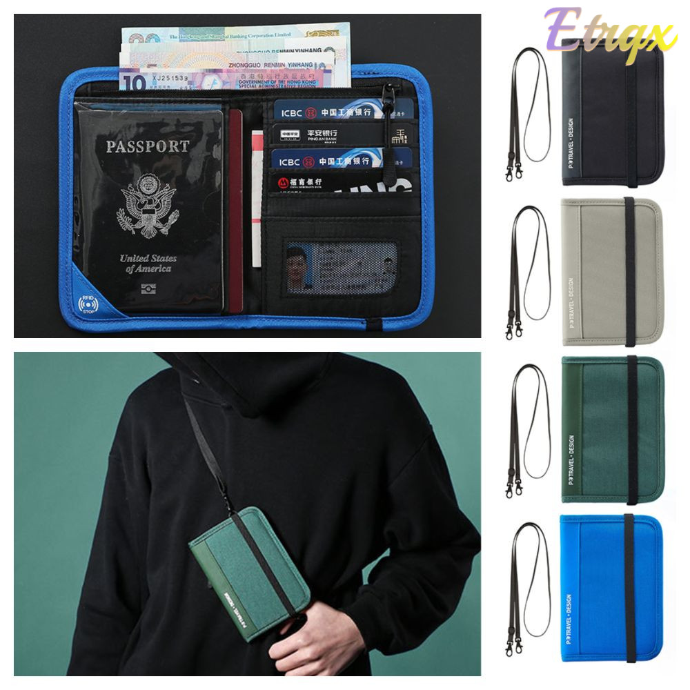 กระเป๋าหนังสือเดินทาง ETRQX, กระเป๋าใบรับรอง RFID หลากสี, กระเป๋าใส่โทรศัพท์ส่วนบุคคลที่สร้างสรรค์ Anti Theft Travel Storage Bag Travel
