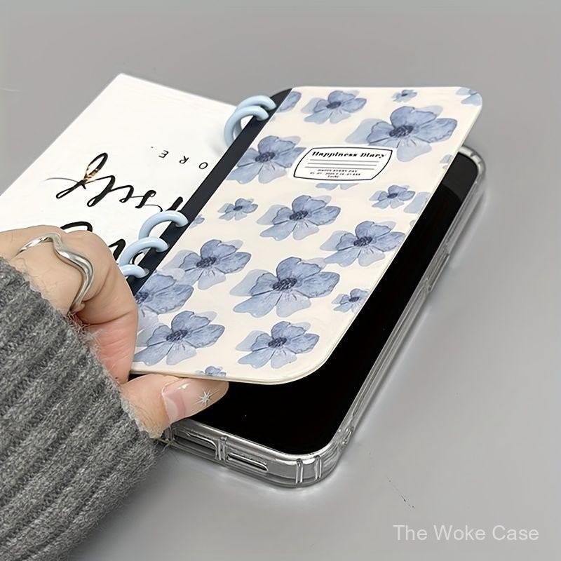 SAMSUNG ประเภทโน้ตบุ๊คเคสโทรศัพท์,พลิกด้านบน,สีฟ้าหมอกดอกไม้เคสโทรศัพท์สําหรับSamsung S24,เคสโทรศัพท์สําหรับA52/A53/A14/S23/S20FE/A16,สําหรับiPhone 15 14 13 Pro Max 12 ป้องกันหน้าจอCas – โปรปัง