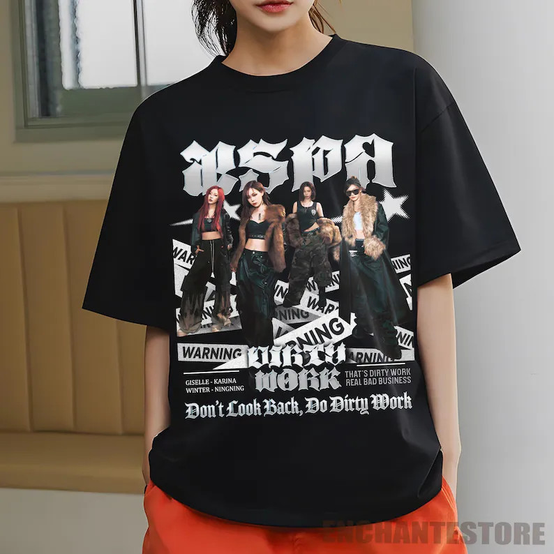 ร้อน!!! Aespa 'สกปรกทํางาน' เสื้อยืด Aespa สมาชิก เสื้อ S-5xl