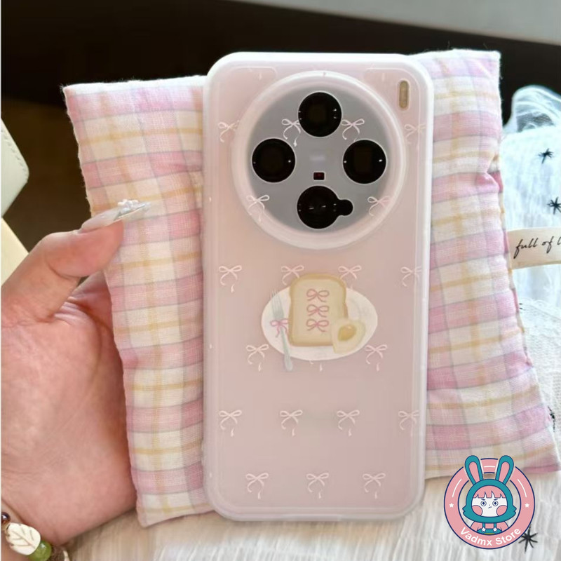 Blue Apple Ice Fog สําหรับ Vivo X200 Pro Mini X200S X100 X100S Ultra X90 Pro Plus X80 Pro 5G 4G การ์ตูนโบว์เคสโทรศัพท์กันกระแทกนุ่มปกหลัง